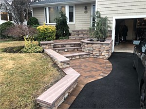 split level boulder creek cultured stone cashmere faststak brown wave steps tread planter nicolock oyster blend stone ridge front steps porch